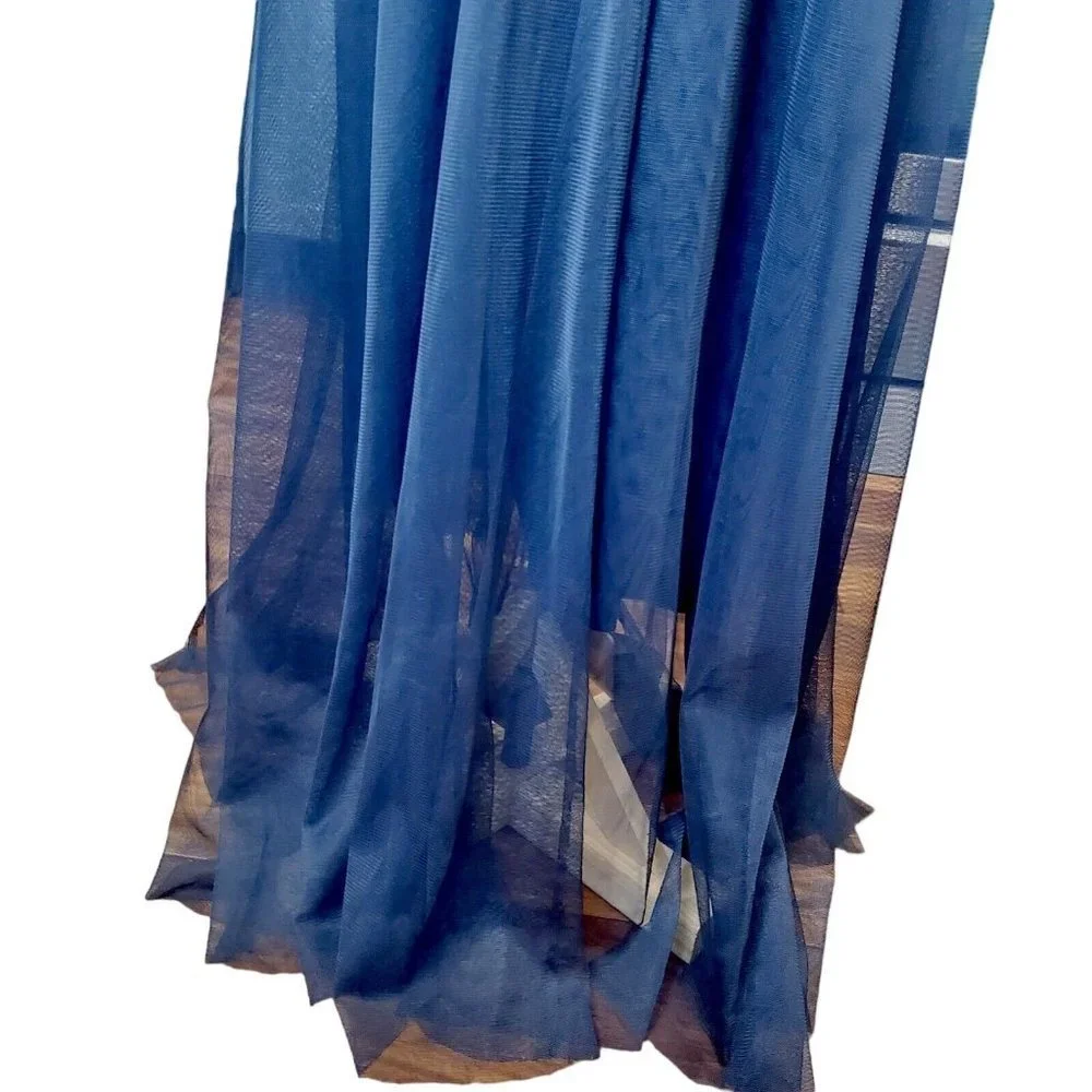 Tadashi Shoji Tulle Twist‎ Formal Maxi Gown Mother of Pride Navy Blue Size 12